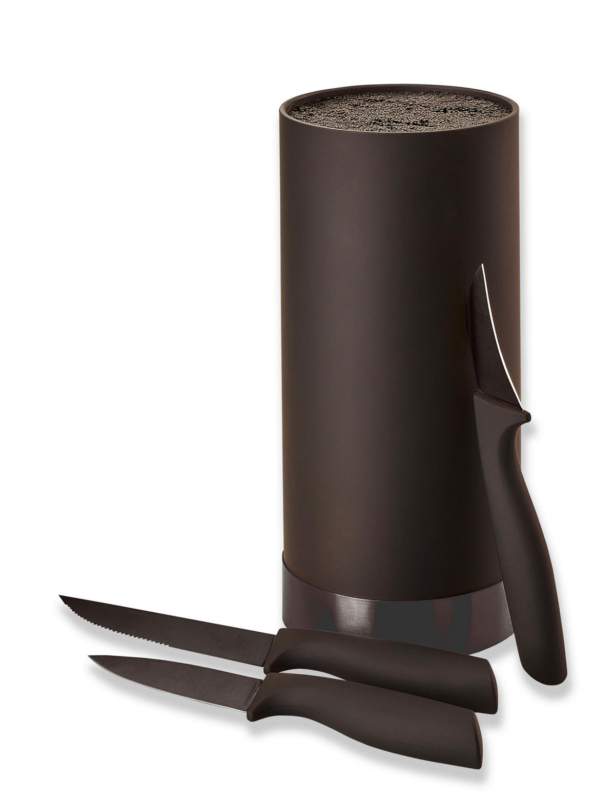 MESSERBLOCK 4-teilig  - Schwarz, Basics, Kunststoff (11/22cm) - Echtwerk