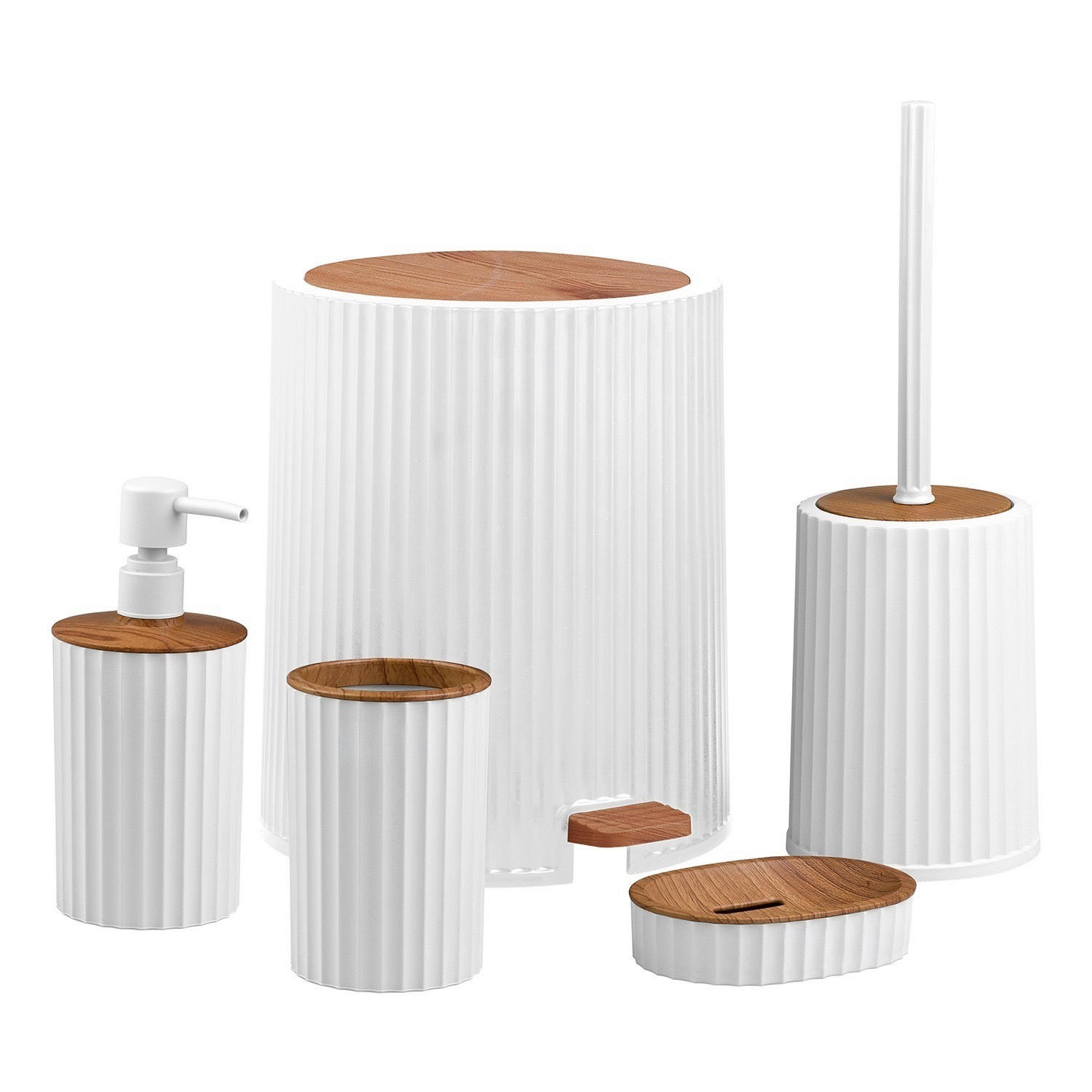 SADA KÚPEĽNOVÝCH DOPLNKOV hnedá, biela - hnedá/biela, Design, plast - Novel