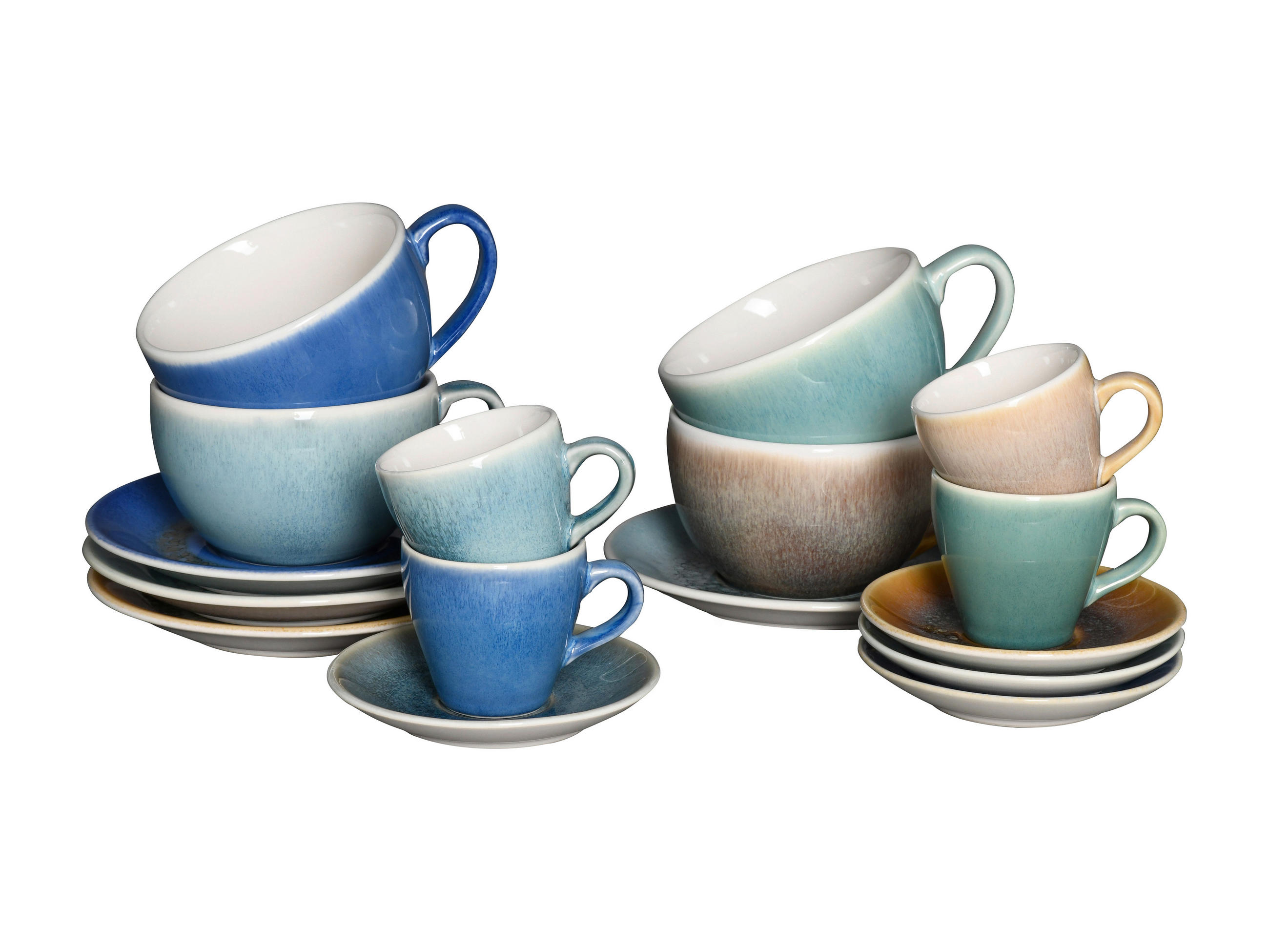 CAPPUCCINOTASSE MIT UNTERTASSE Caldera Mix    - Multicolor, Basics, Keramik - Creatable