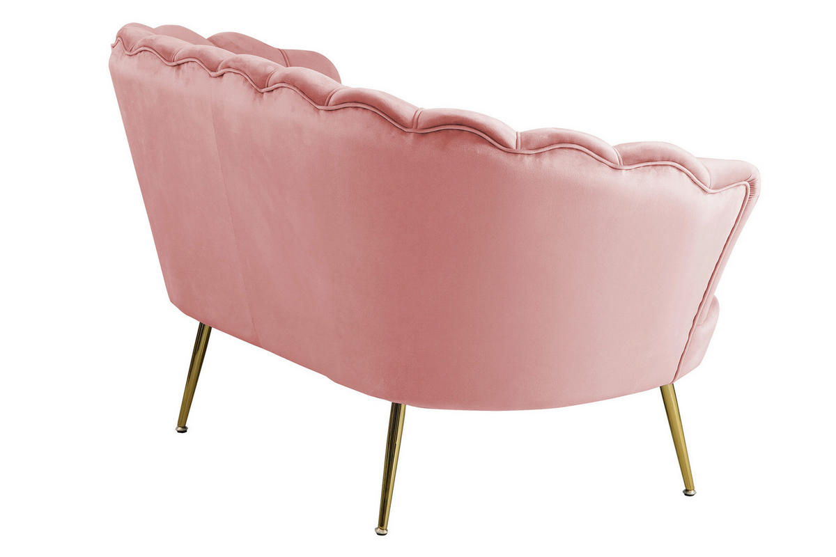 2-SITZER-SOFA Samt Rosa  - Goldfarben/Rosa, MODERN, Textil/Metall (136/78/77cm) - Livetastic