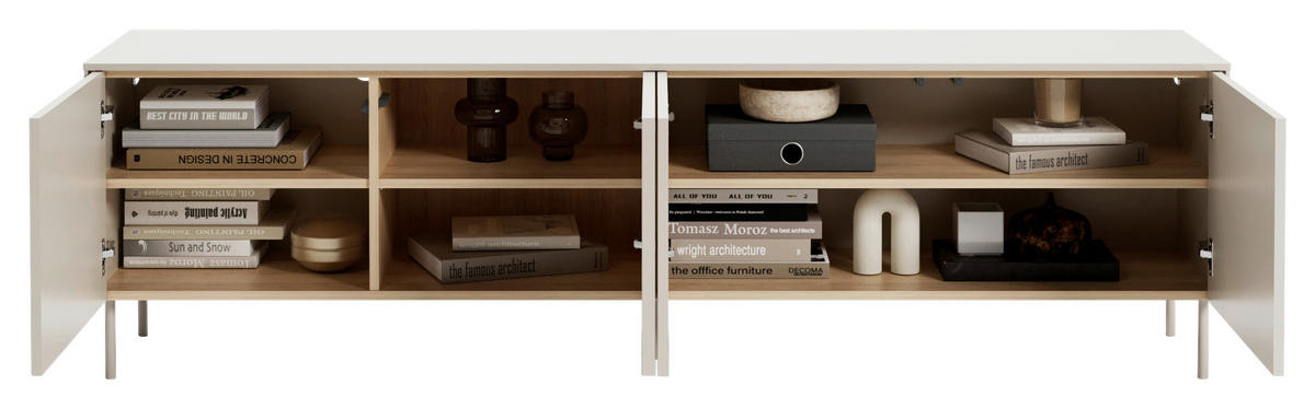 TV-ELEMENT Eichefarben, Kaschmir  195/57/41 cm  - Kaschmir/Eichefarben, Modern, Glas/Holzwerkstoff (195/57/41cm) - Carryhome