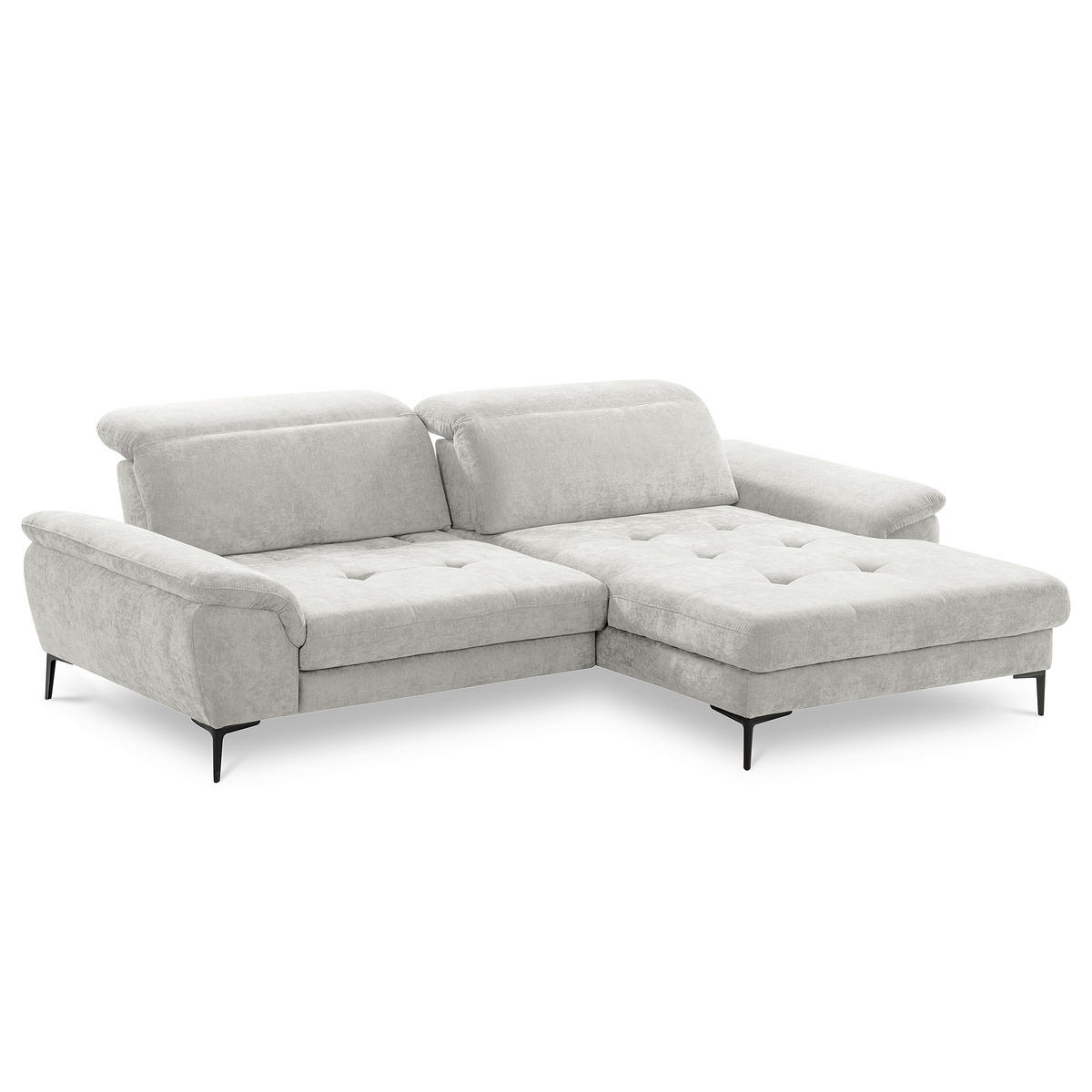 ECKSOFA  Webstoff Grau  - Schwarz/Grau, Design, Textil/Metall (268/195cm) - Livetastic