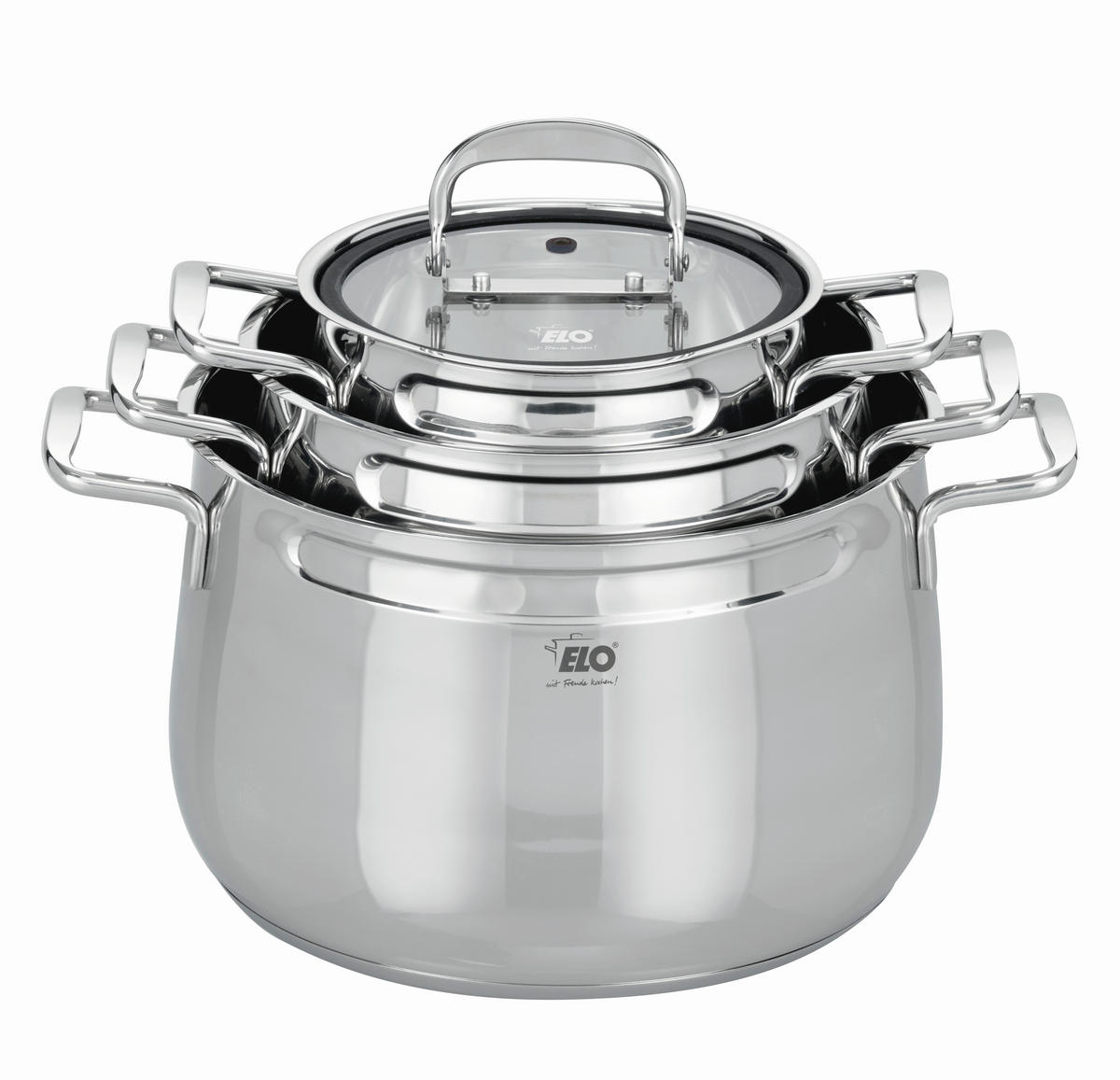 KOCHTOPFSET Mystery 3-teilig  - Transparent/Silberfarben, Basics, Glas/Metall (31/30/28cm) - ELO