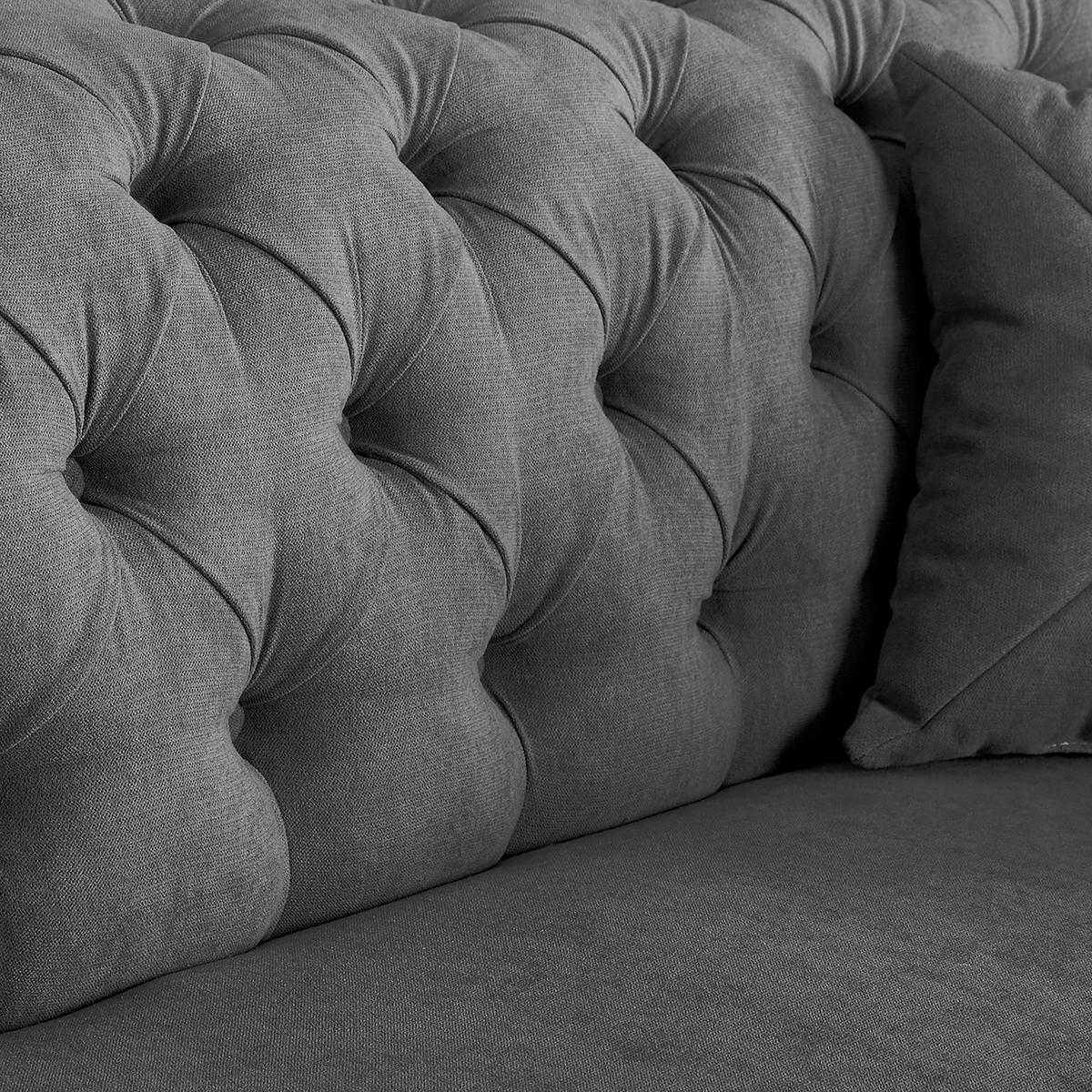 3-SITZER-SOFA Mikrofaser Grau  - Braun/Grau, Design, Holz/Textil (232/79/97cm) - Livetastic