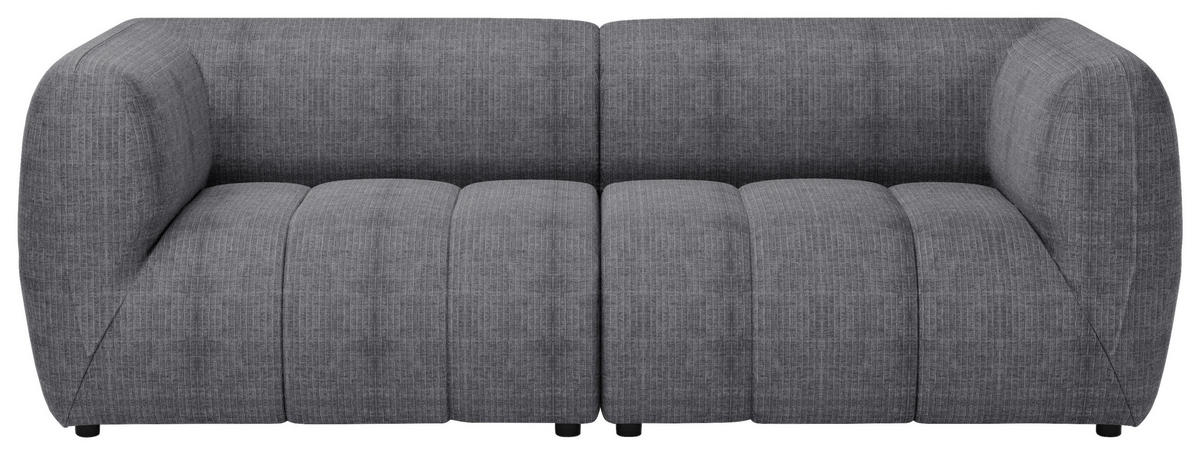 SOFA in Struktur Grau  - Schwarz/Grau, Design, Holz/Textil (240/80/95cm) - MID.YOU
