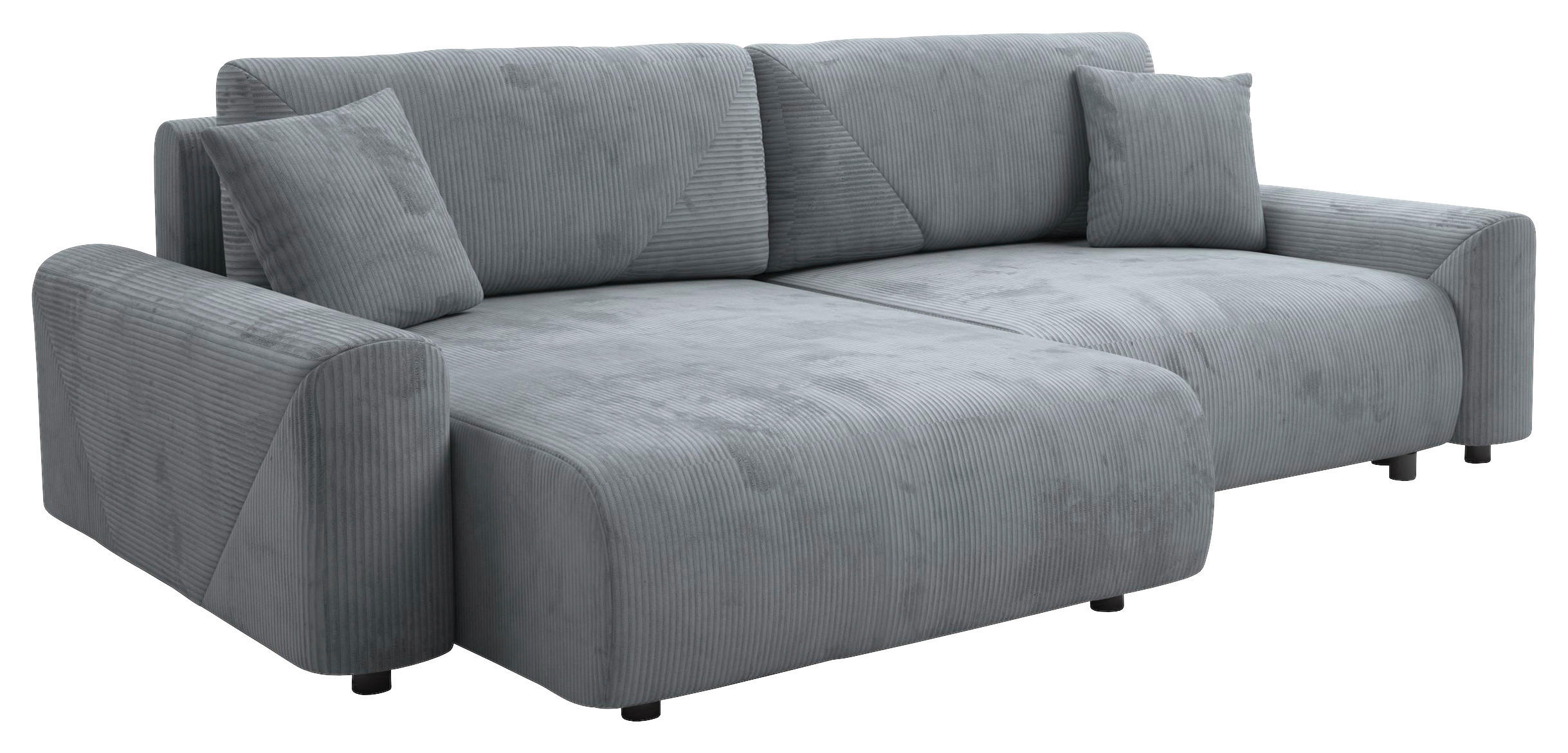 Ecksofa inkl. Funktion Graublau Cord  - Graublau/Schwarz, MODERN, Kunststoff/Textil (168/238cm) - Stylife