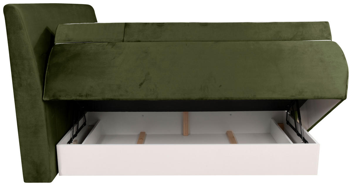 Boxspring 160X200 CM 160/200 cm  verde închis  - maro/verde închis, Modern, lemn/metal (160/200cm) - Voleo