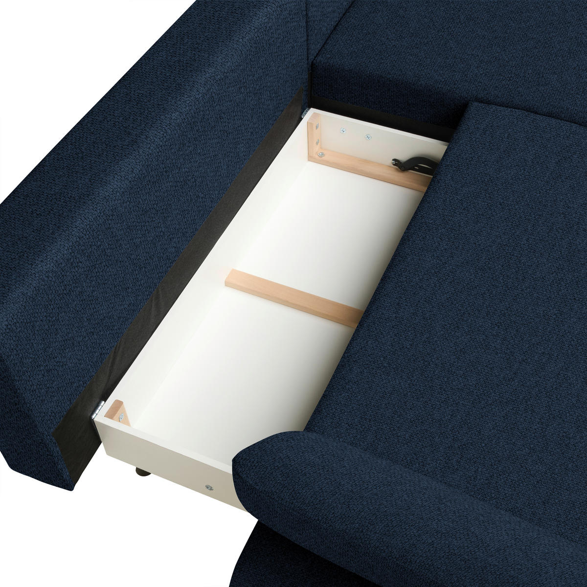 ECKSOFA COLORADO in Struktur Dunkelblau  - Schwarz/Dunkelblau, Design, Textil/Metall (284/186cm) - Lomoco
