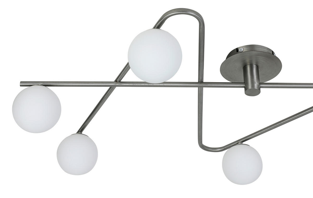 DECKENLEUCHTE 120/73/21 cm  - Weiß/Nickelfarben, Trend, Glas/Metall (120/73/21cm) - Collett's Monde