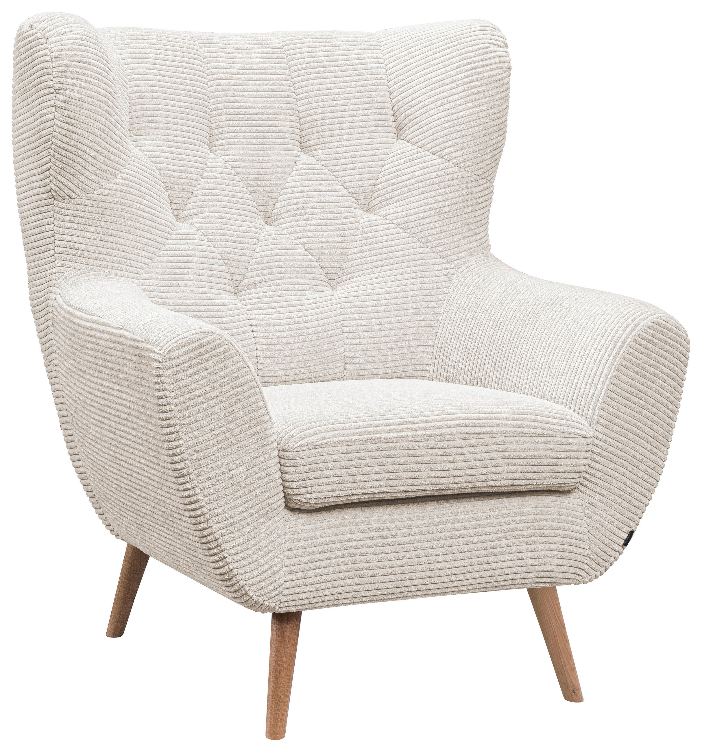 SESSEL in Cord Creme  - Eichefarben/Creme, Design, Holz/Textil (87/101/95cm) - Stylife
