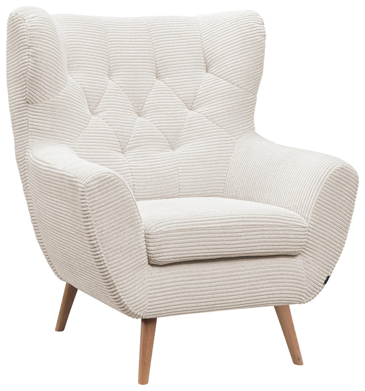 SESSEL in Cord Creme  - Eichefarben/Creme, Design, Holz/Textil (87/101/95cm) - Stylife