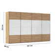 SCHWEBETÜRENSCHRANK  in Weiß, Eiche Artisan  - Chromfarben/Weiß, KONVENTIONELL, Glas/Holzwerkstoff (361/223/68cm) - Novel