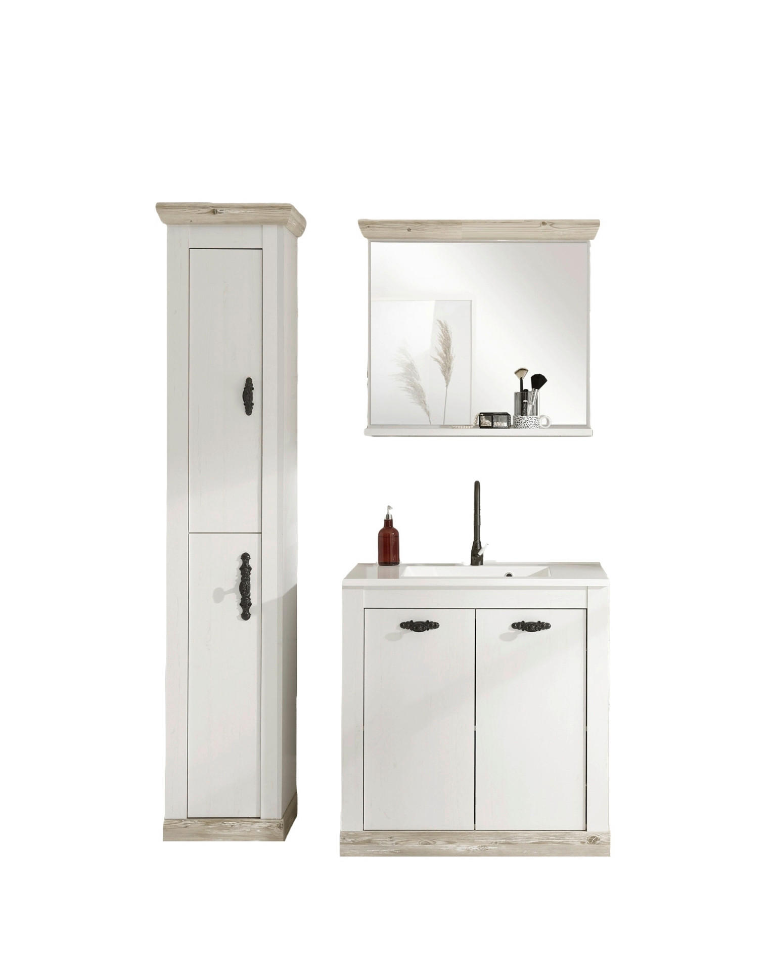 BADEZIMMER 3-teilig  in  - Schwarz/Weiß, Design, Naturmaterialien/Holzwerkstoff (143/200/46cm) - MID.YOU