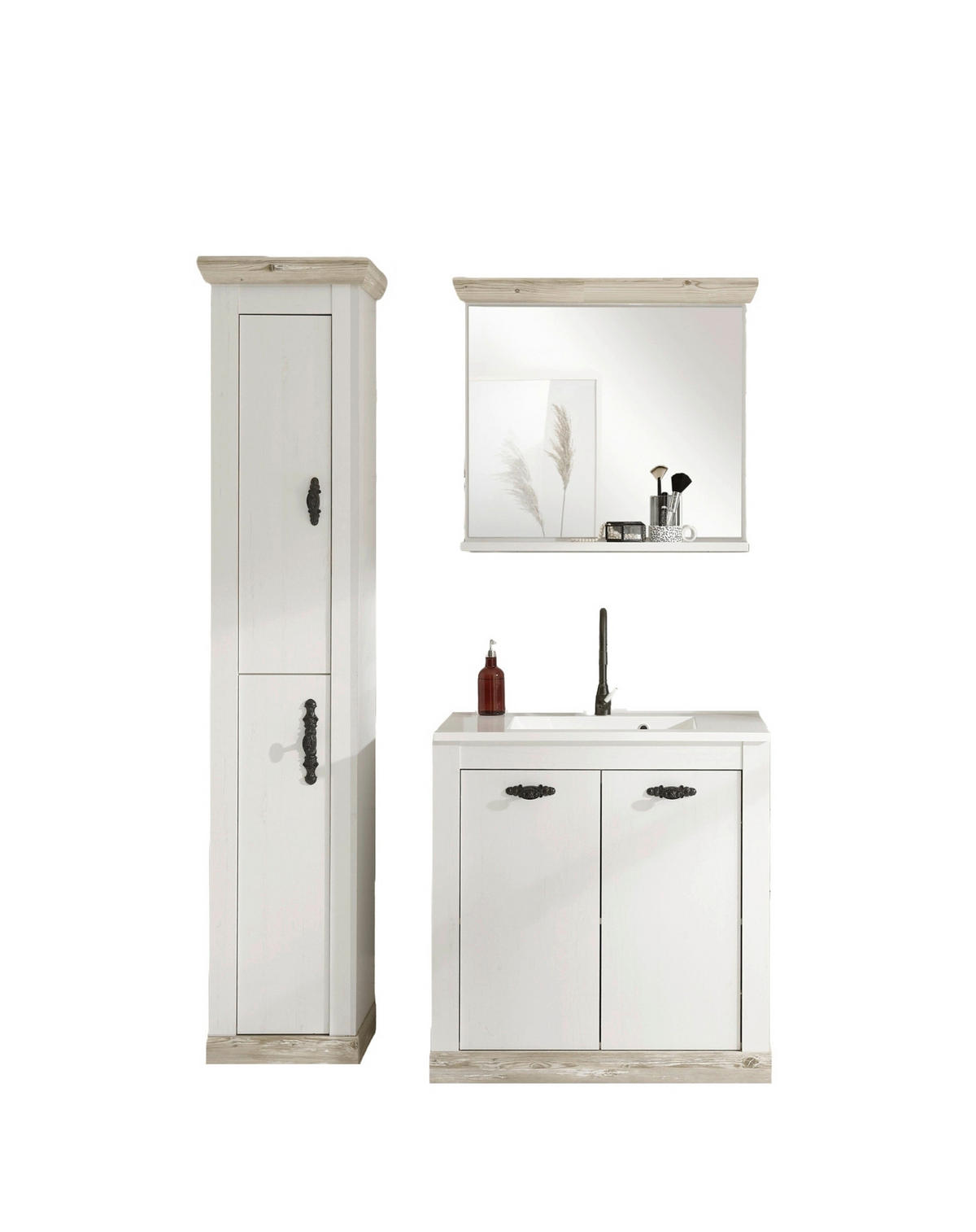 BADEZIMMER 3-teilig  in  - Schwarz/Weiß, Design, Naturmaterialien/Holzwerkstoff (143/200/46cm) - MID.YOU