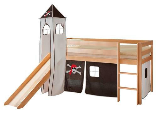 SPIELBETT Kiefer massiv 90/200 cm Schwarz, Weiß, Kieferfarben  - Schwarz/Weiß, Natur, Holz (90/200cm) - MID.YOU