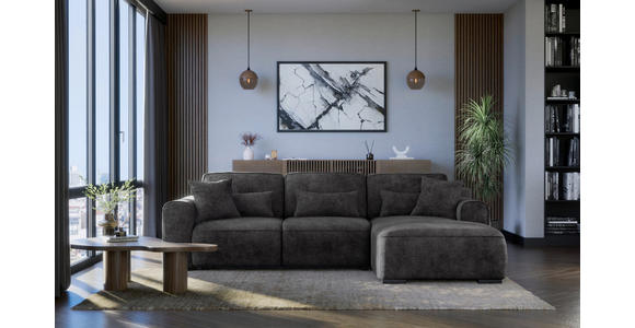 ECKSOFA Graphitfarben Chenille  - Graphitfarben/Grau, KONVENTIONELL, Kunststoff/Textil (293/205cm) - Carryhome