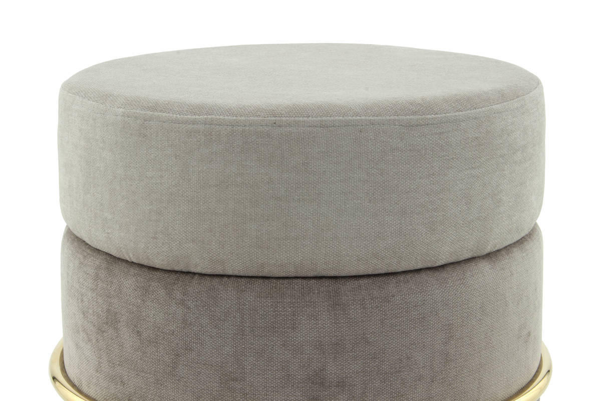 HOCKER in Metall, Textil, Holzwerkstoff Grau, Goldfarben  - Goldfarben/Grau, Basics, Holzwerkstoff/Textil (48,5/46/48,5cm) - Kayoom