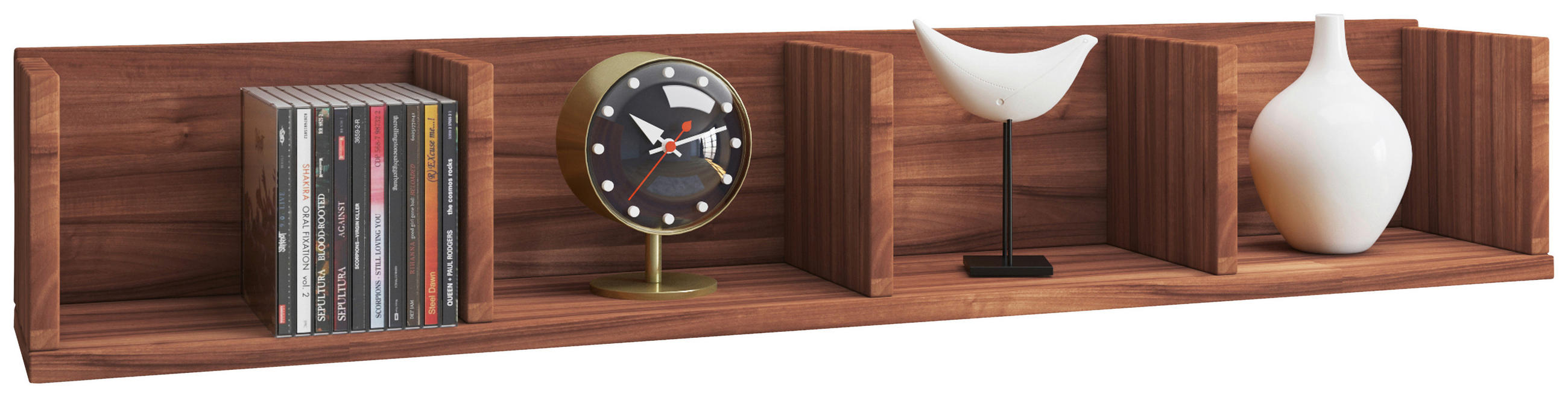 Wandregal Honsa B: 97 Cm Nussbaumfarben Dekor 4 Fächer