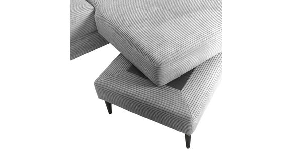 ECKSOFA Hellgrau Cord - Hellgrau/Schwarz, KONVENTIONELL, Holz/Textil (212/155cm) - Carryhome