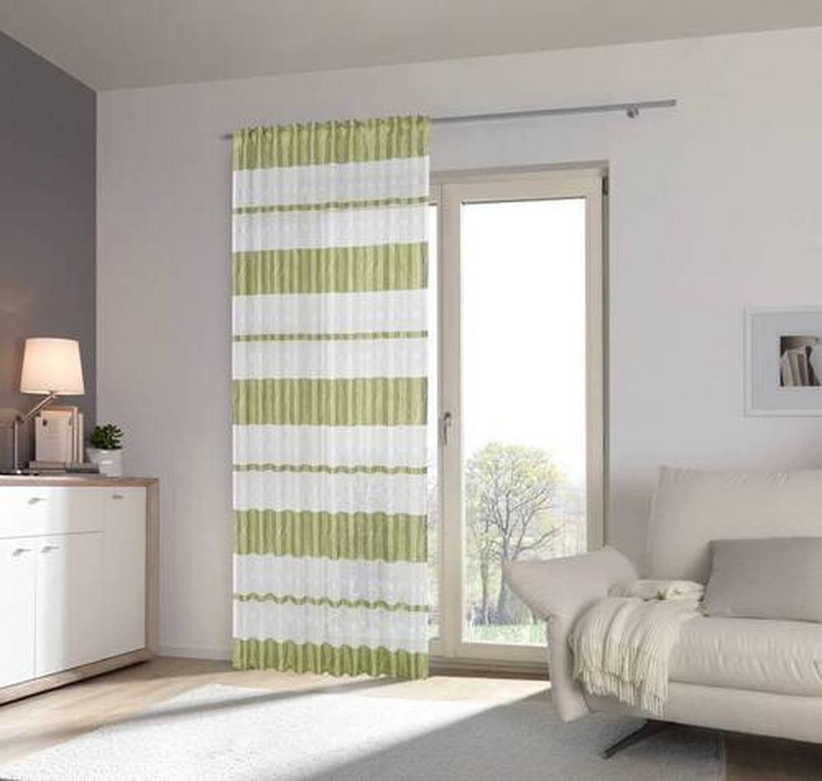 HOTOVÝ ZÁVES, priehľadné, 140/245 cm - zelená, Design, textil (140/245cm) - Esposa