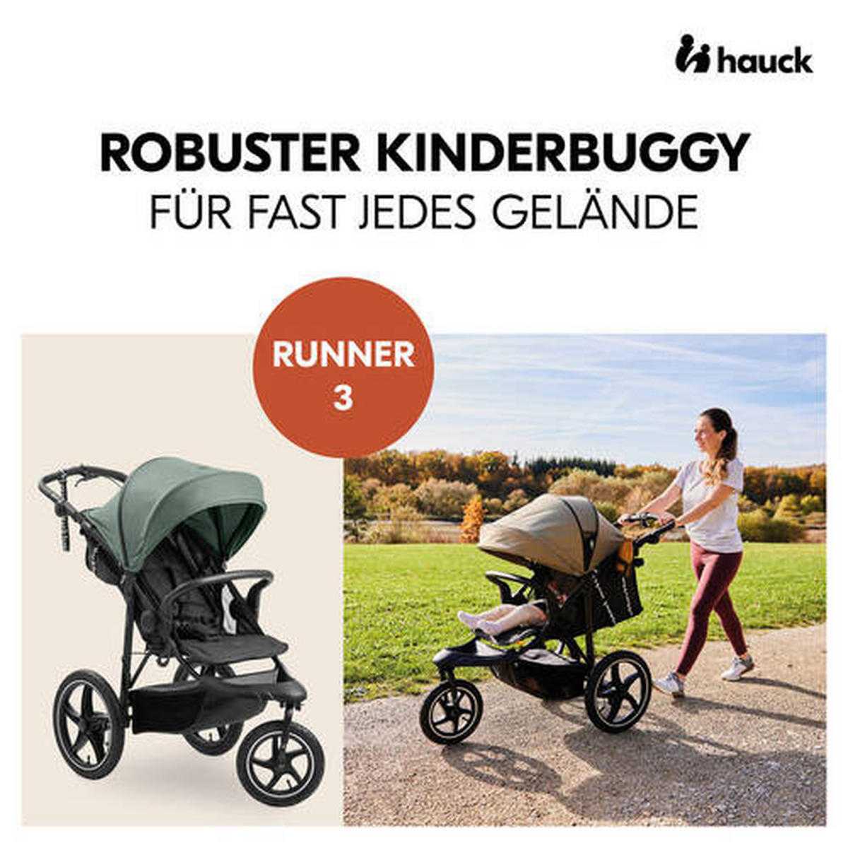 JOGGER Runner 3  - Schwarz/Olivgrün, Basics, Kunststoff/Textil (62/107/116null) - Hauck