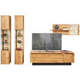 WOHNWAND  in Eichefarben  298/205,7/53,7 cm  - Eichefarben/Schwarz, Natur, Glas/Holz (298/205,7/53,7cm) - Valnatura