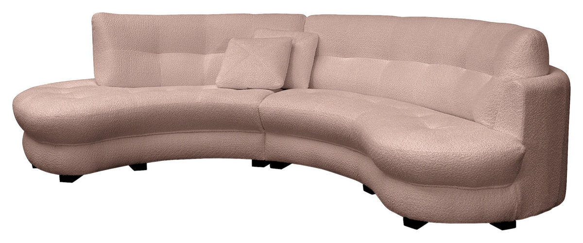 ECKSOFA in Bouclé Rosa  - Weiss/Schwarz, Design, Kunststoff/Textil (113/300cm) - Livetastic