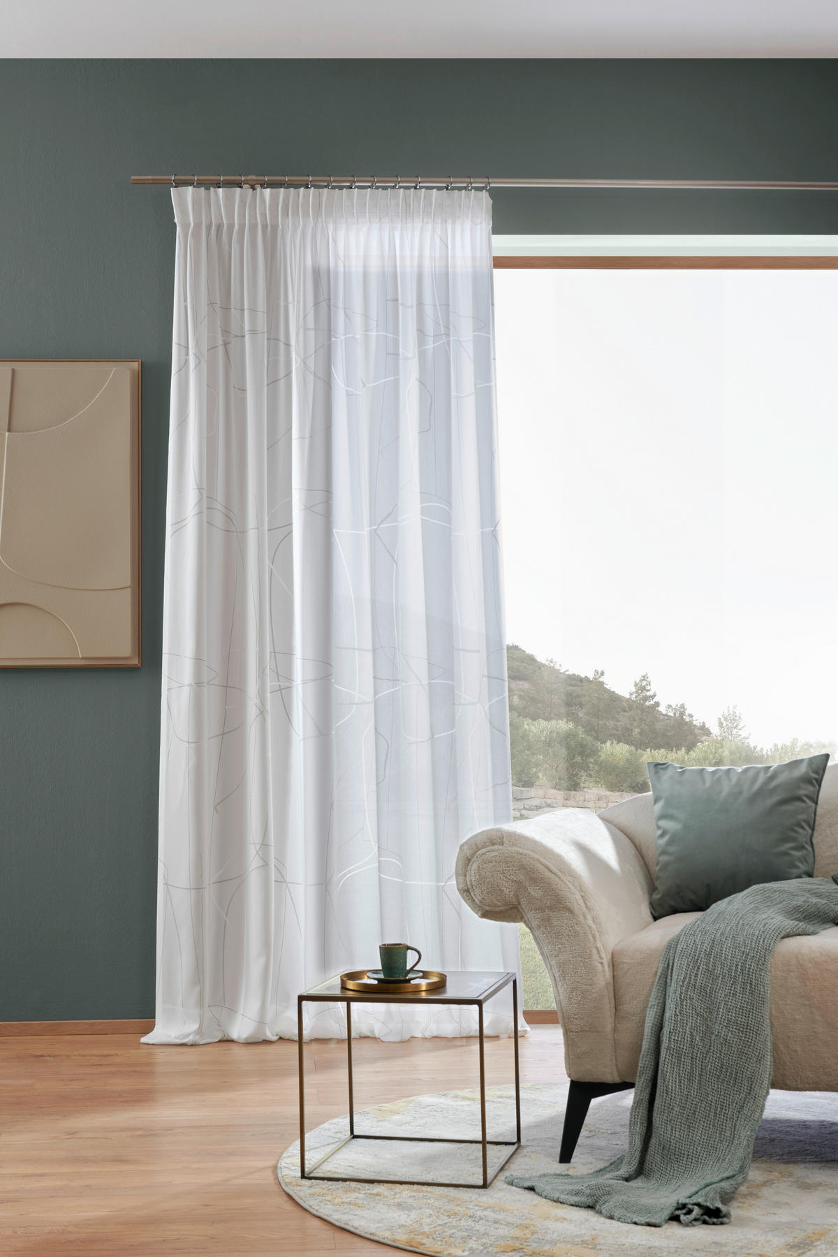 VORHANGSTOFF per lfm halbtransparent  - Weiß, Design, Textil (300 cmcm) - Esposa