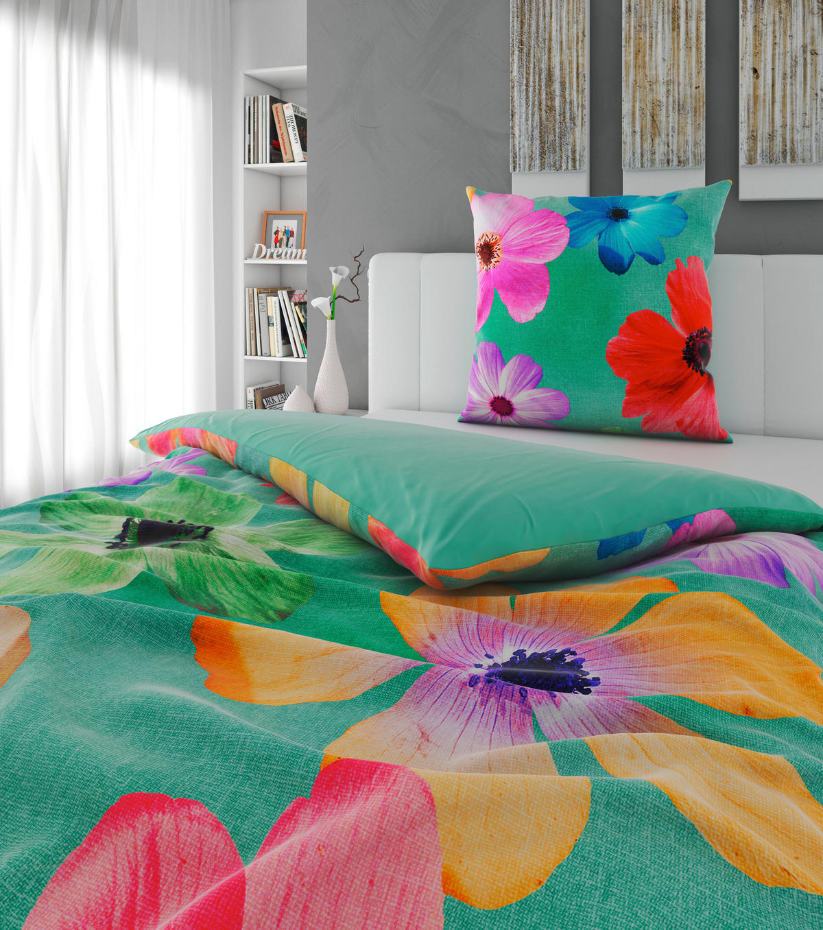 WENDEBETTWÄSCHE Satin 135/200 cm  - Multicolor/Grün, Natur, Textil (135/200cm) - Esposa