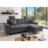 ECKSOFA Chenille Anthrazit  - Anthrazit/Schwarz, Konventionell, Textil/Metall (245/151cm) - Livetastic