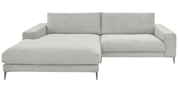 ECKSOFA  in Feincord Weiß  207/293 cm  - Schwarz/Weiß, Design, Textil/Metall (207/293cm) - Dieter Knoll