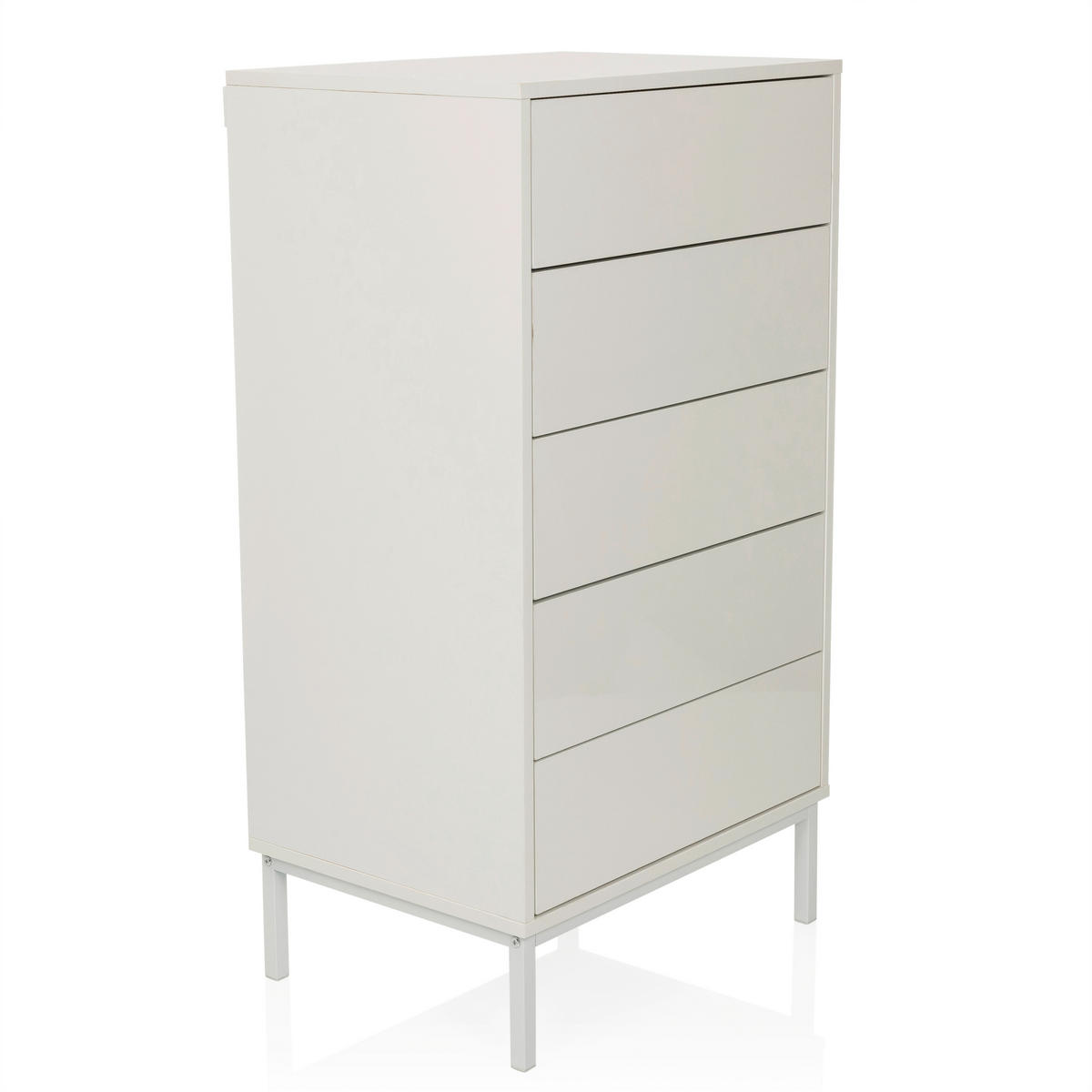 KOMMODE , 55/100/40 cm, 5 Schublade(n)  - Weiß, MODERN, Holzwerkstoff/Metall (55/100/40cm) - MID.YOU
