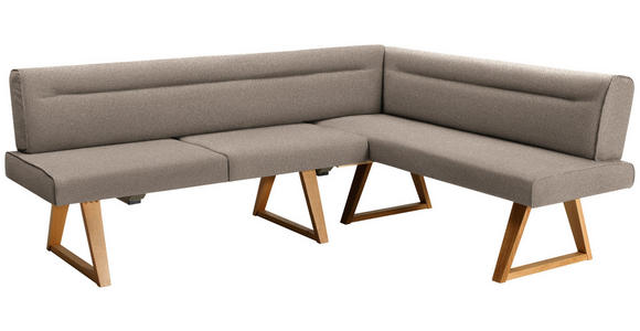 ECKBANK 230/170 cm Samt Eichefarben, Hellbraun Wildeiche massiv   - Hellbraun/Eichefarben, KONVENTIONELL, Holz/Textil (230/170cm) - Moderano