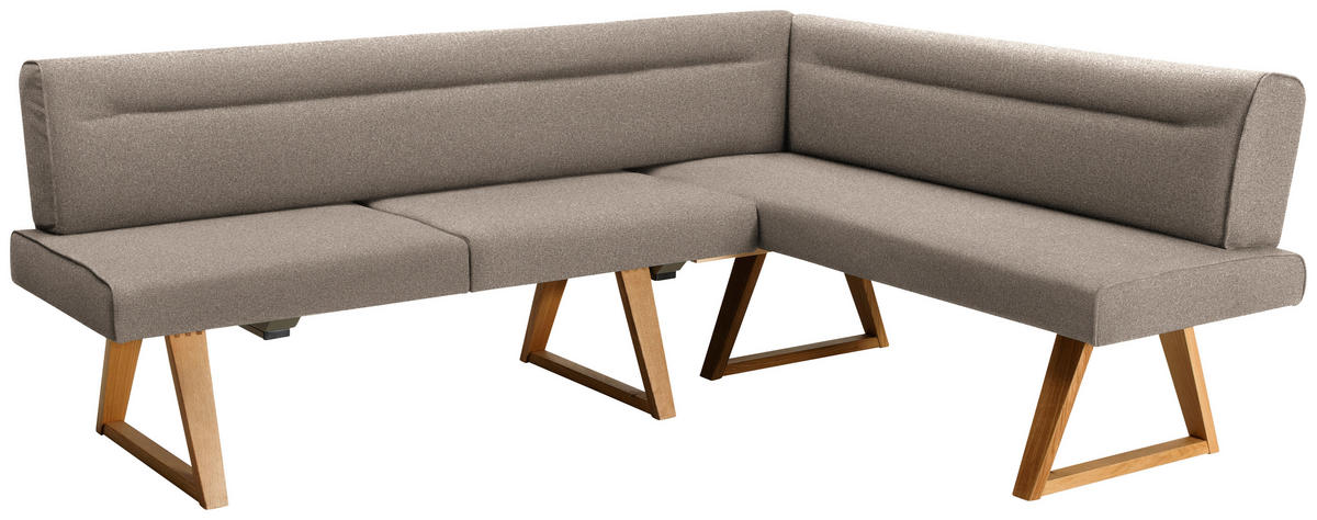 ECKBANK 230/170 cm Samt Eichefarben, Hellbraun Wildeiche massiv   - Hellbraun/Eichefarben, KONVENTIONELL, Holz/Textil (230/170cm) - Moderano