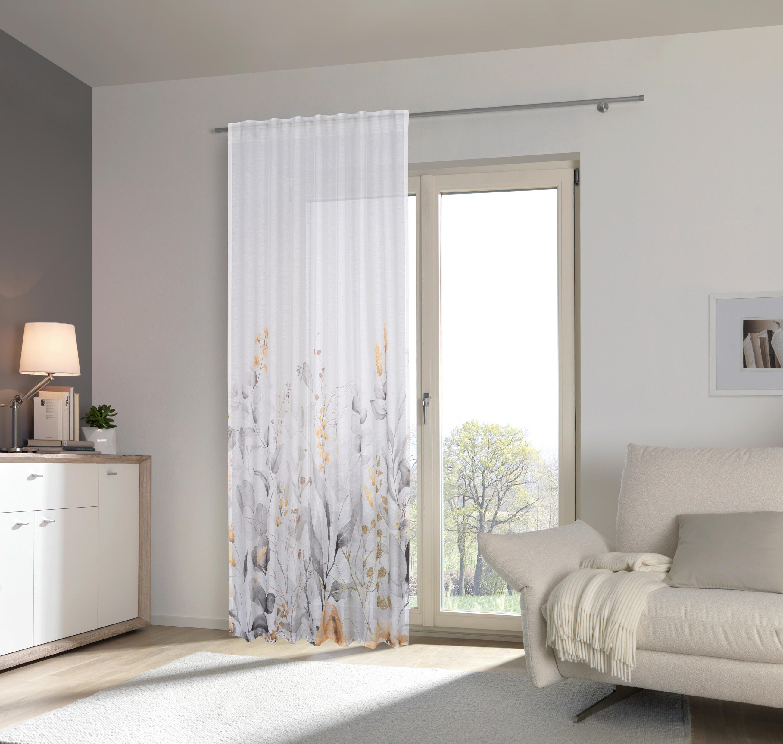 KÉSZFÜGGÖNY részben áttetsző  - sárga/színes, Konventionell, textil (140/245cm) - Esposa