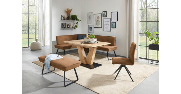 HOCKERBANK 118/50/51 cm   - Cognac/Schwarz, Design, Textil/Metall (118/50/51cm) - Dieter Knoll