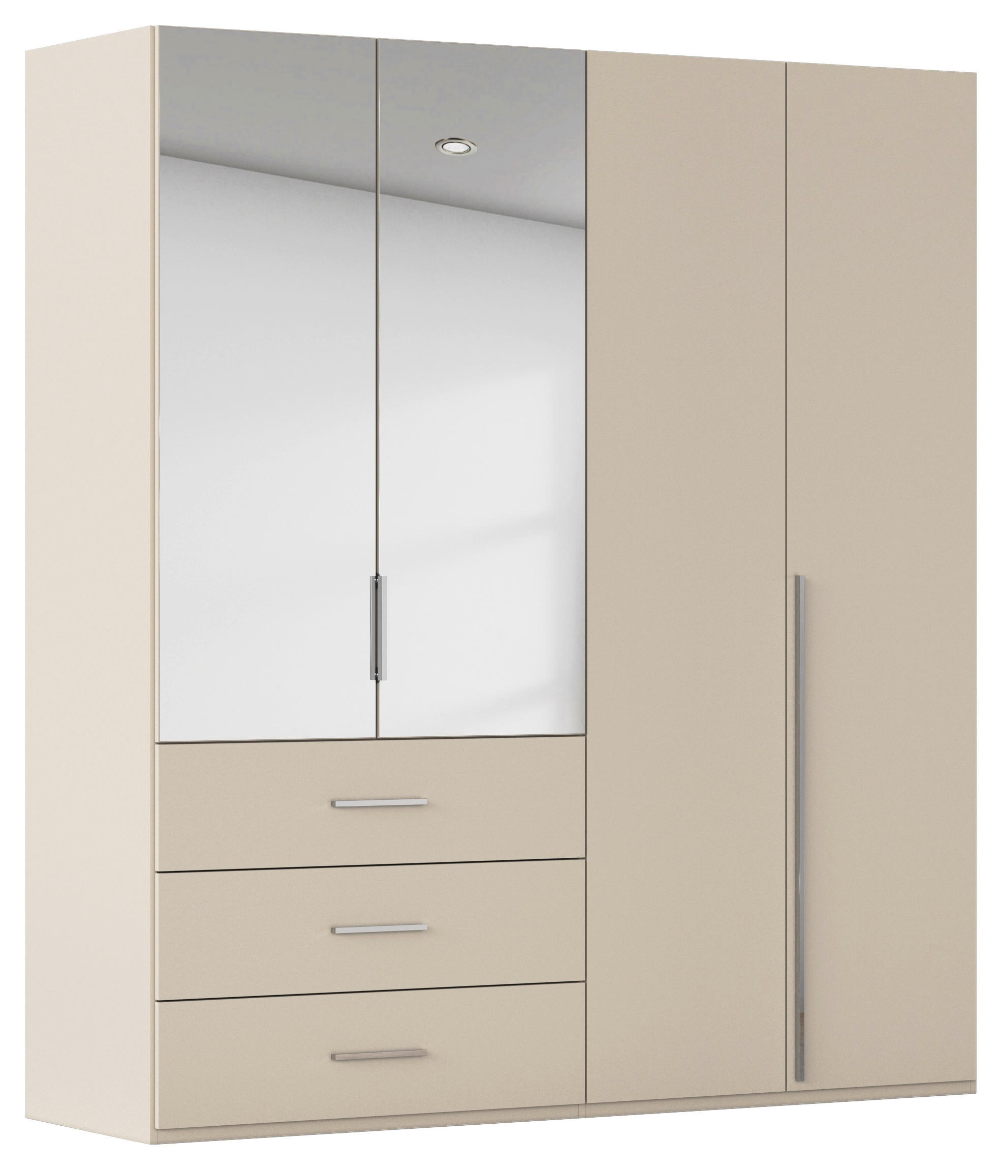 DREHTÜRENSCHRANK 201/223/60 cm,  in Champagner, 4-türig  - Chromfarben/Champagner, Design, Glas/Holzwerkstoff (201/223/60cm) - home24