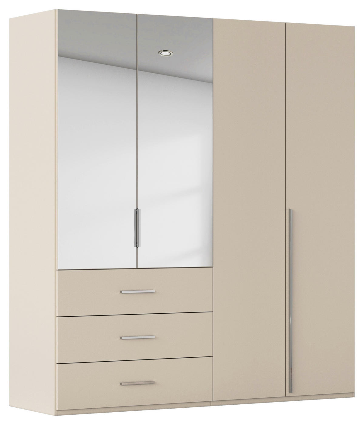 DREHTÜRENSCHRANK 201/223/60 cm,  in Champagner, 4-türig  - Chromfarben/Champagner, Design, Glas/Holzwerkstoff (201/223/60cm) - home24