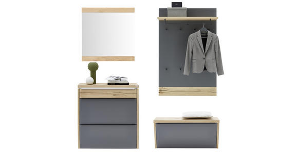 GARDEROBE 5-teilig  in 200/200/32 cm  - Eichefarben/Grau, Design, Holz/Holzwerkstoff (200/200/32cm) - Dieter Knoll