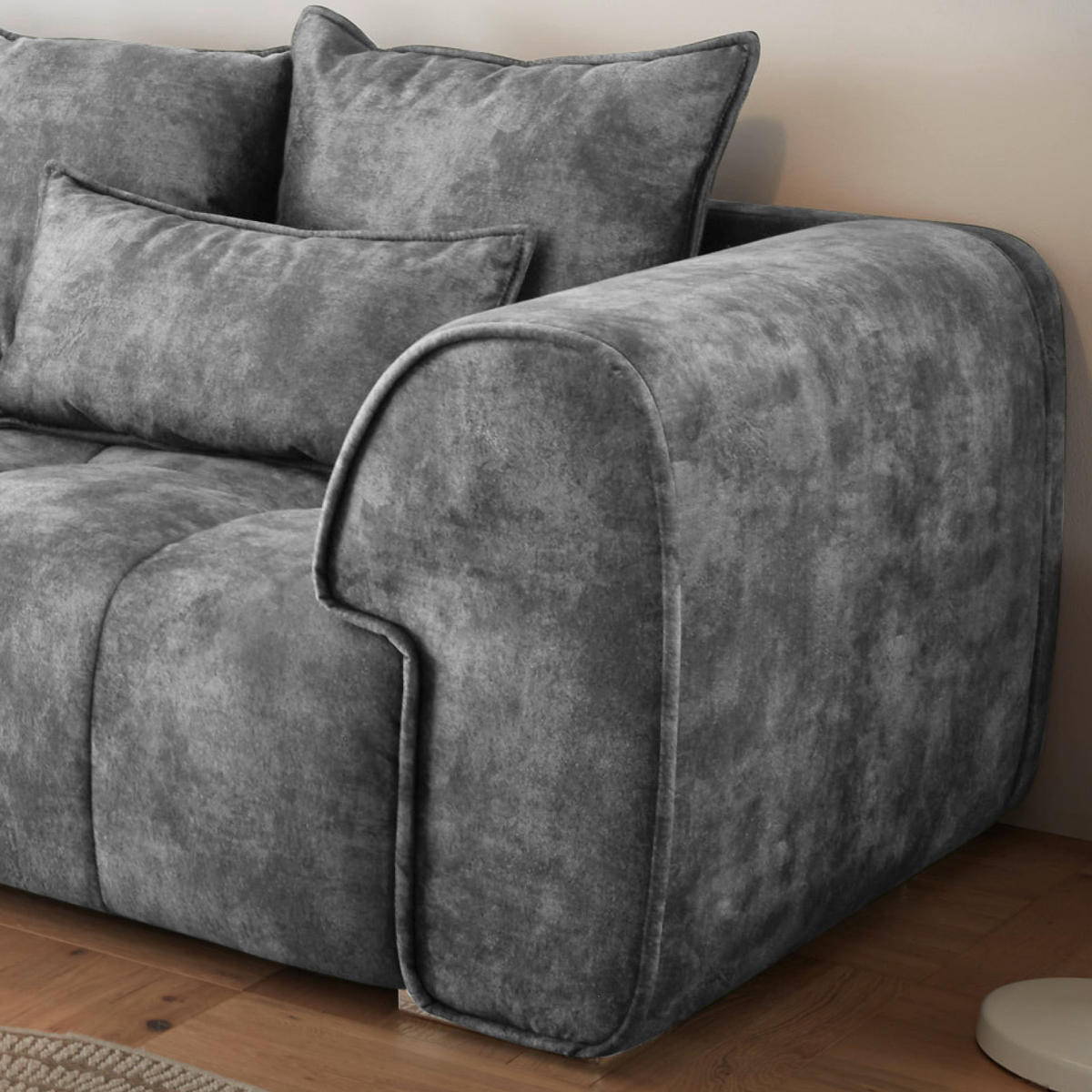 NAGY KANAPÉ textil szürke  - ezüst/szürke, Modern, műanyag/textil (316/90/112cm) - Livetastic