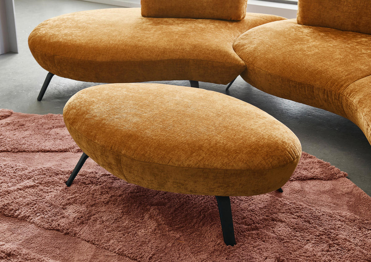 BIGSOFA Flachgewebe Senfgelb  - Senfgelb/Schwarz, Design, Textil/Metall (456/93/138cm) - Moderano