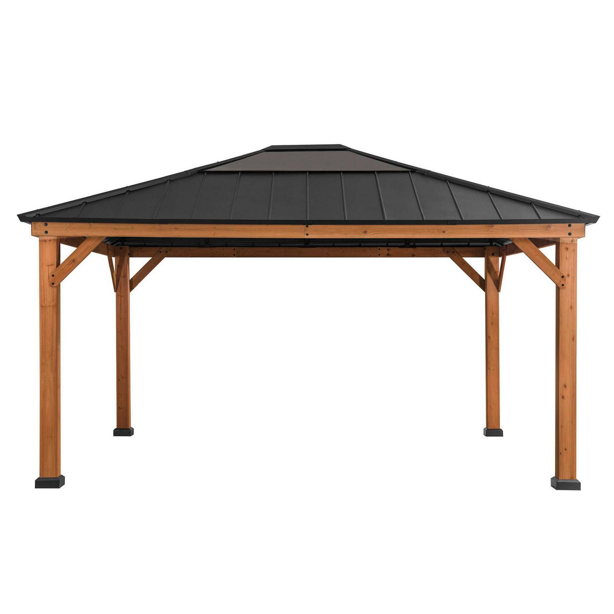 PAVILLON 452/393/287 cm   - Anthrazit/Lärchefarben, Basics, Holz/Kunststoff (452/393/287cm)