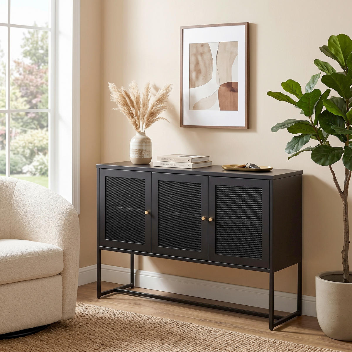 SIDEBOARD  120/80/40 cm  - Schwarz, Design, Metall (120/80/40cm) - Livetastic