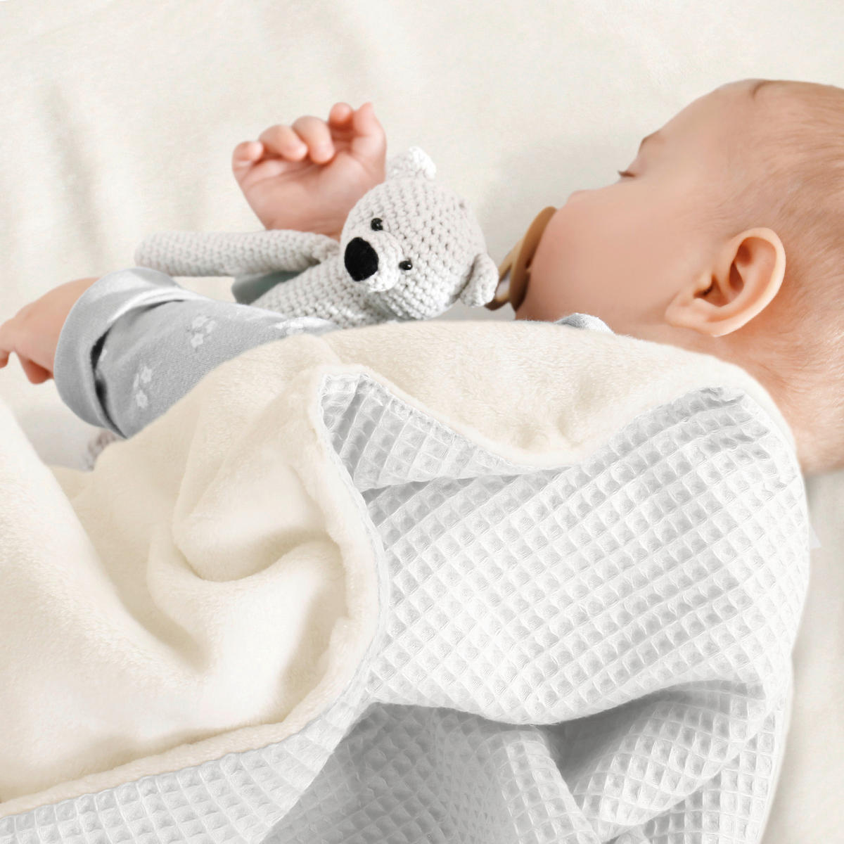 KUSCHELDECKE babybay Kuscheldecke 75x100 cm Waffelpiqué  - Weiß, Basics, Textil (100/75/1cm) - Babybay