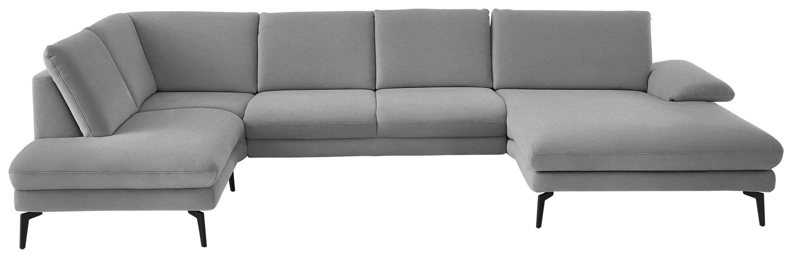 WOHNLANDSCHAFT Chenille, Flachgewebe Grau  - Schwarz/Grau, Design, Textil/Metall (208/344/180cm) - Dieter Knoll