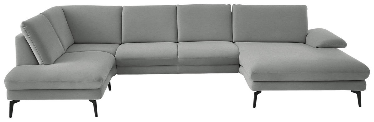 WOHNLANDSCHAFT Chenille, Flachgewebe Grau  - Schwarz/Grau, Design, Textil/Metall (208/344/180cm) - Dieter Knoll