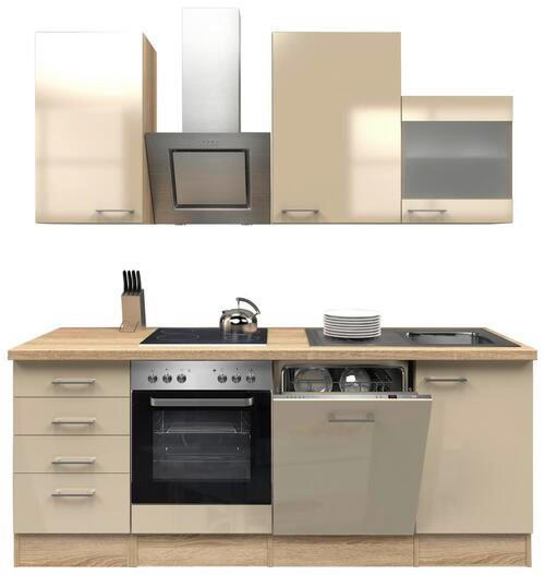 KUCHYŇSKÁ LINKA NEPAL 220 - Sonoma dub/kašmírová, Moderní, kov/kompozitní dřevo (220cm) - FlexWell