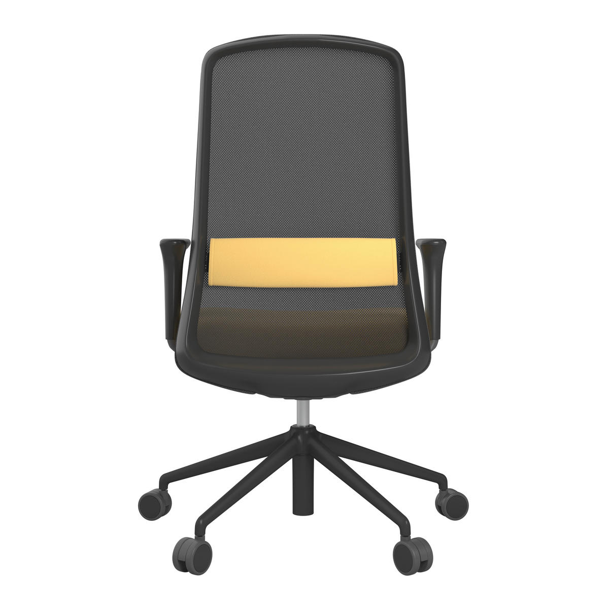 DREHSTUHL Lederlook Gelb, Schwarz  - Gelb/Schwarz, MODERN, Kunststoff/Textil (70/103-115/70cm)