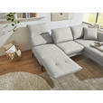 ECKSOFA  in Flachgewebe Silberfarben Armteilverstellung, Relaxfunktion, Drehsitzfunktion  255-365/175-224 cm  - Silberfarben/Schwarz, Design, Textil/Metall (255-365/175-224cm) - Dieter Knoll