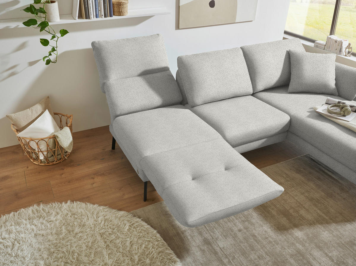 ECKSOFA  in Flachgewebe Silberfarben  255-365/175-224 cm  - Silberfarben/Schwarz, Design, Textil/Metall (255-365/175-224cm) - Dieter Knoll